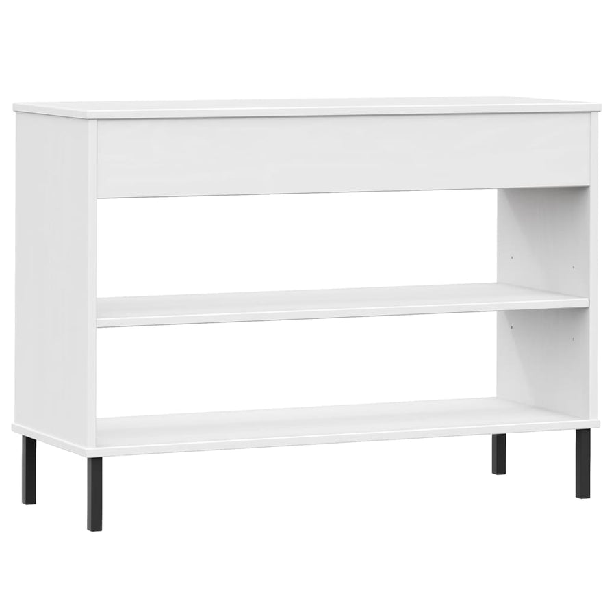 Wandkast met metalen poten OSLO massief grenenhout wit