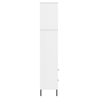 Boekenkast met 2 lades OSLO 60x35x180 cm massief hout wit