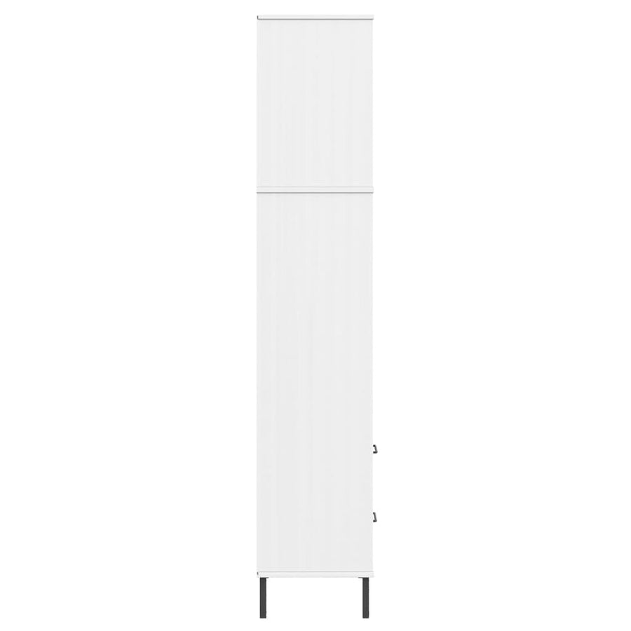 Boekenkast met 2 lades OSLO 60x35x180 cm massief hout wit