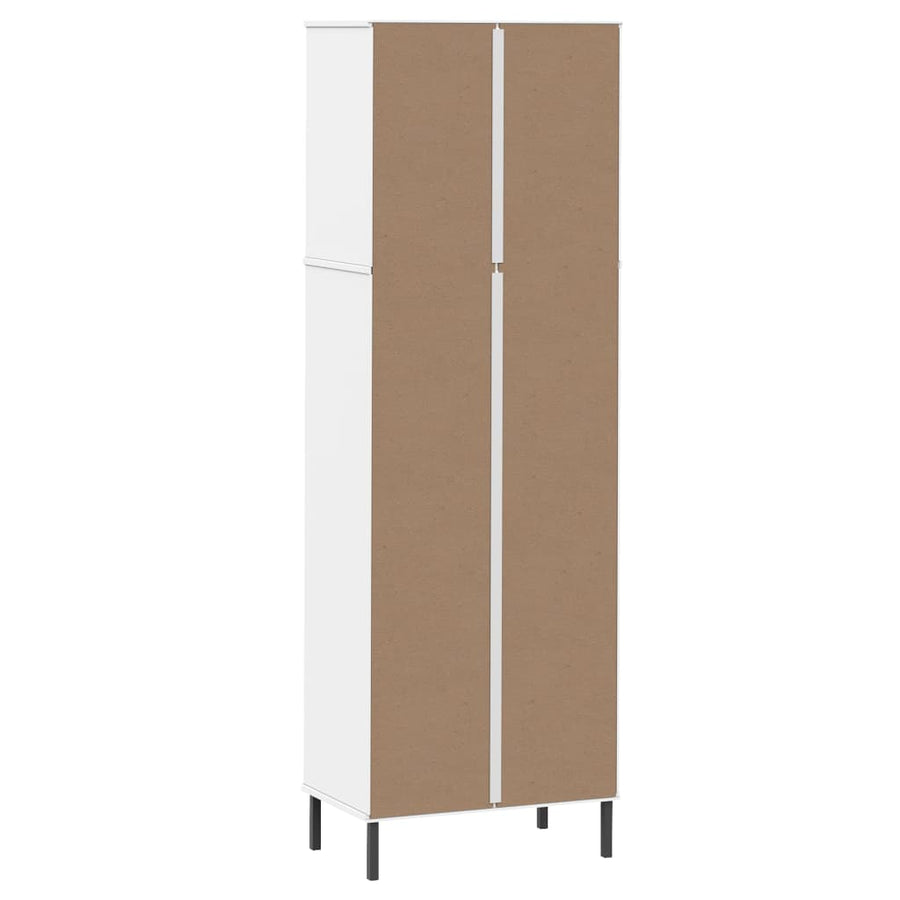 Boekenkast met 2 lades OSLO 60x35x180 cm massief hout wit