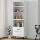 Boekenkast OSLO 60x35x180 cm massief hout wit wandmontage