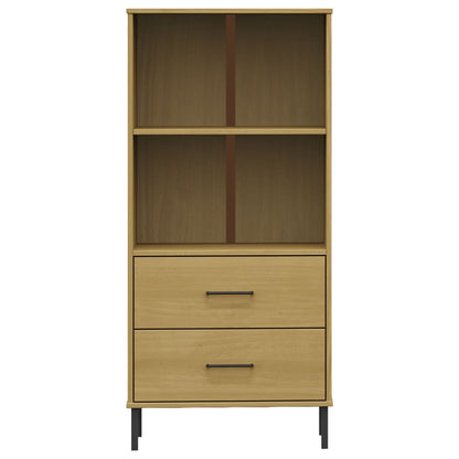 Boekenkast Met 2 Lades Oslo 60X35X128,5 Cm Massief Hout Bruin