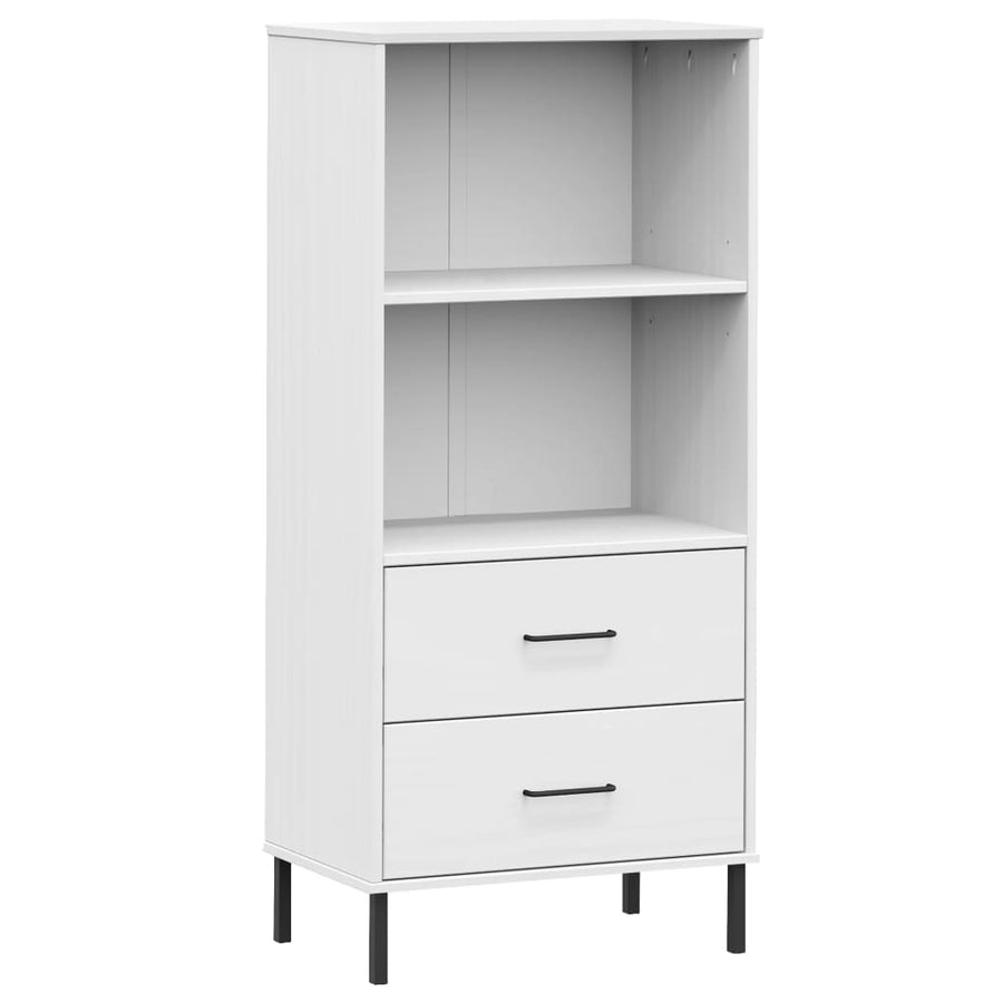 Boekenkast Met 2 Lades Oslo 60X35X128,5 Cm Massief Hout Wit