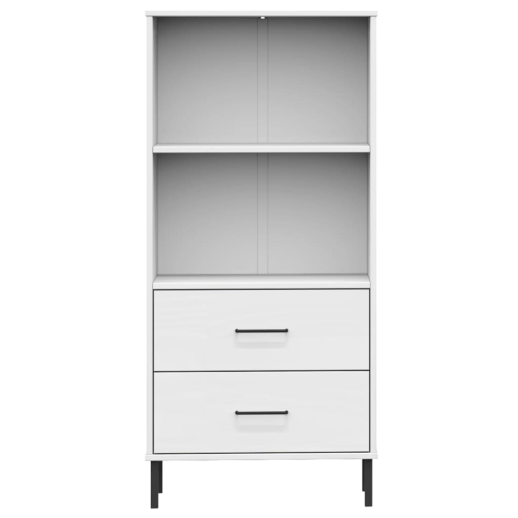 Boekenkast Met 2 Lades Oslo 60X35X128,5 Cm Massief Hout Wit