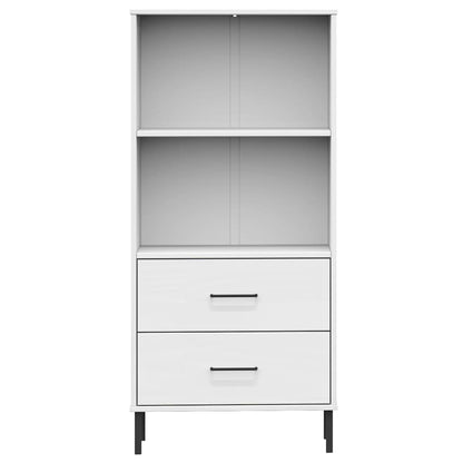 Boekenkast Met 2 Lades Oslo 60X35X128,5 Cm Massief Hout Wit