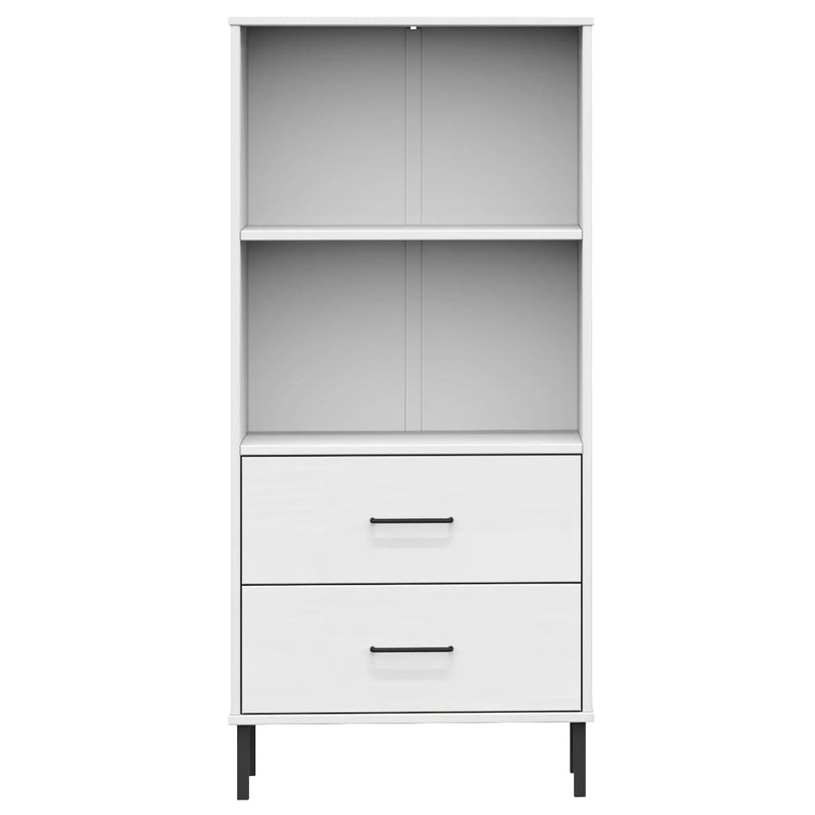 Boekenkast Met 2 Lades Oslo 60X35X128,5 Cm Massief Hout Wit