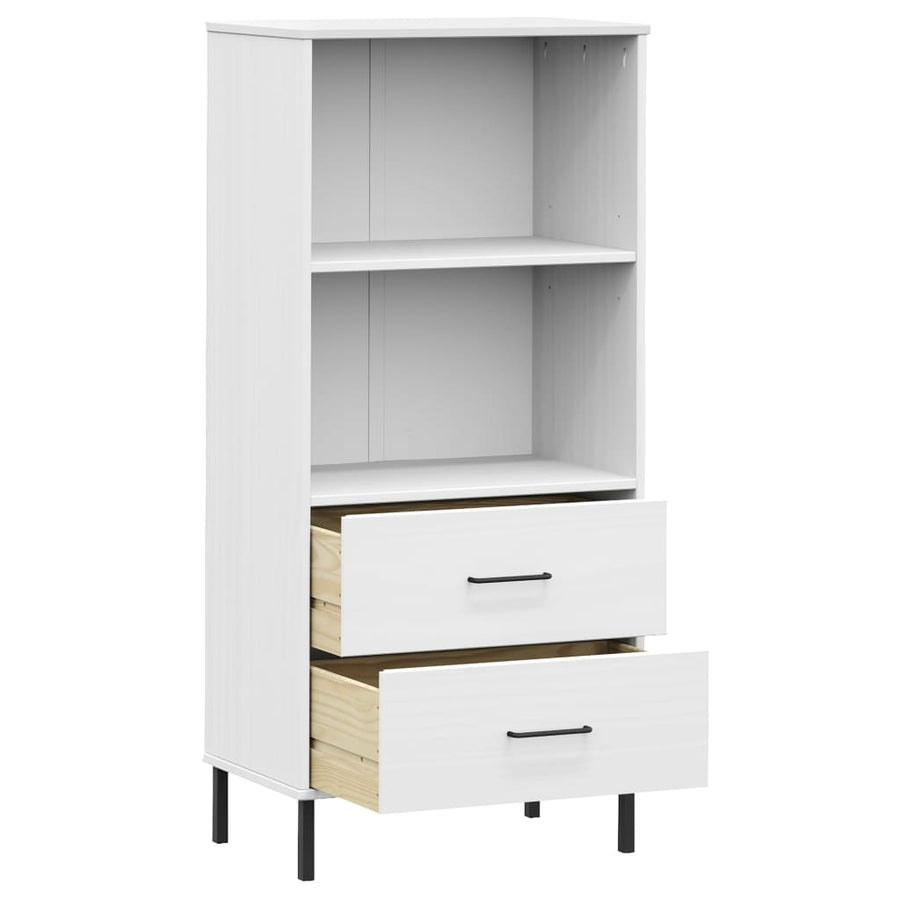 Boekenkast Met 2 Lades Oslo 60X35X128,5 Cm Massief Hout Wit