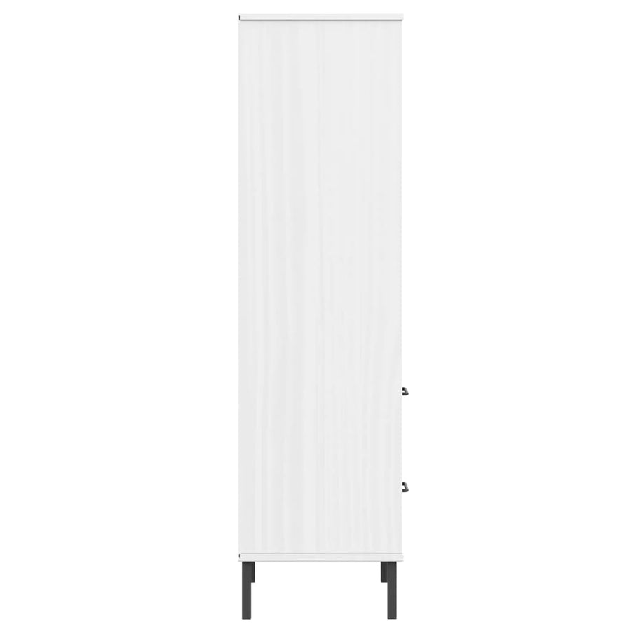 Boekenkast Met 2 Lades Oslo 60X35X128,5 Cm Massief Hout Wit