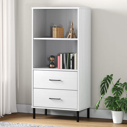 Boekenkast Met 2 Lades Oslo 60X35X128,5 Cm Massief Hout Wit