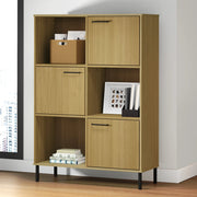 Boekenkast 90x35x128,5 cm massief grenenhout metaal bruin