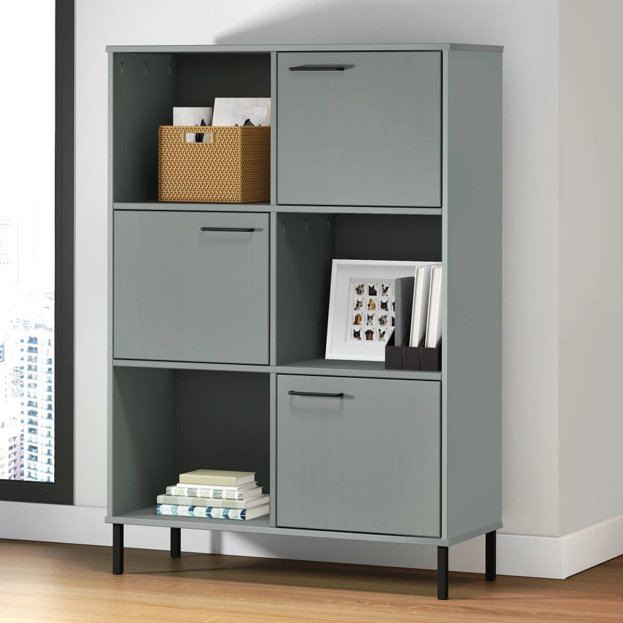 Boekenkast Met Metalen Poten Oslo 90X35X128,5 Cm Hout Grijs