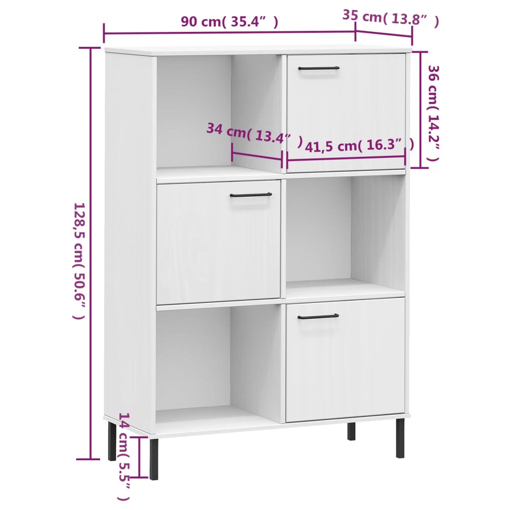Boekenkast Met Metalen Poten Oslo 90X35X128,5 Cm Hout Wit