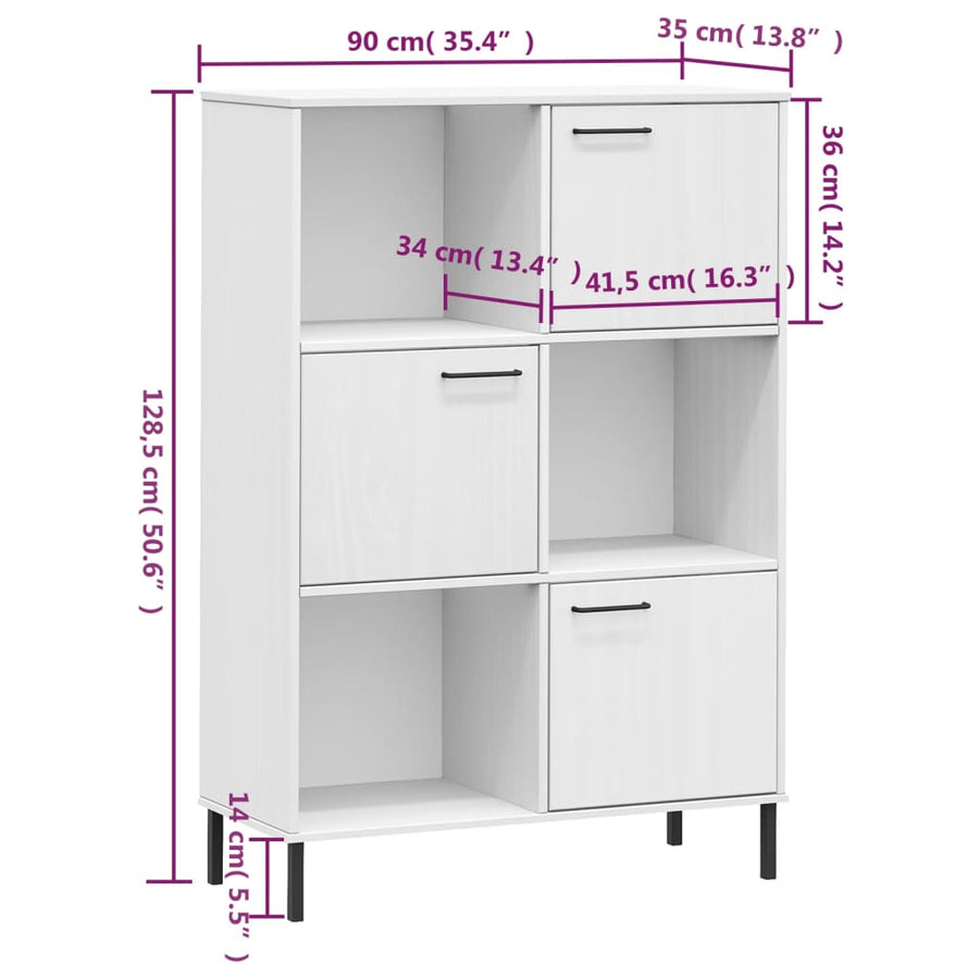 Boekenkast Met Metalen Poten Oslo 90X35X128,5 Cm Hout Wit