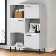 Boekenkast 90x35x128,5 cm massief grenenhout wit