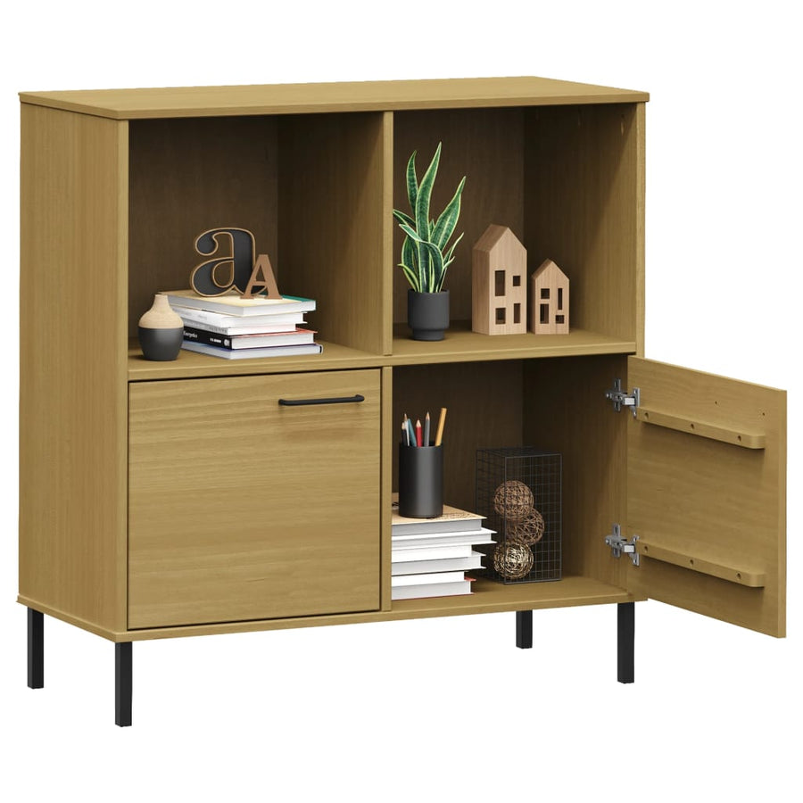 Boekenkast Met Metalen Poten Oslo 90X35X90,5 Cm Hout Bruin