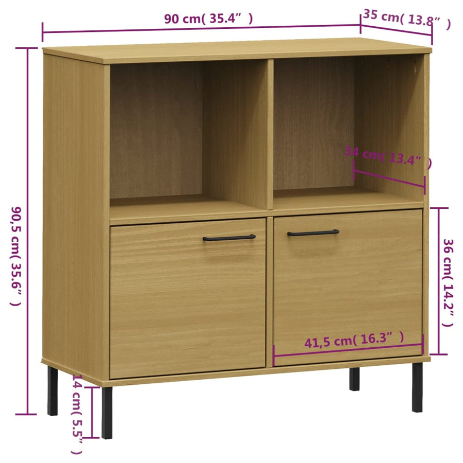 Boekenkast Met Metalen Poten Oslo 90X35X90,5 Cm Hout Bruin