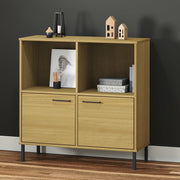 Boekenkast massief grenenhout 90x35x90,5 cm bruin wandmontage