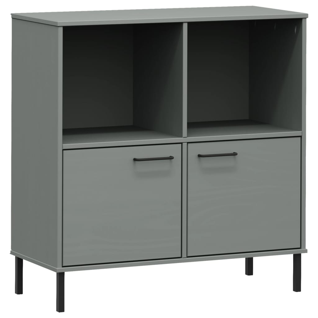 Boekenkast Met Metalen Poten Oslo 90X35X90,5 Cm Hout Grijs