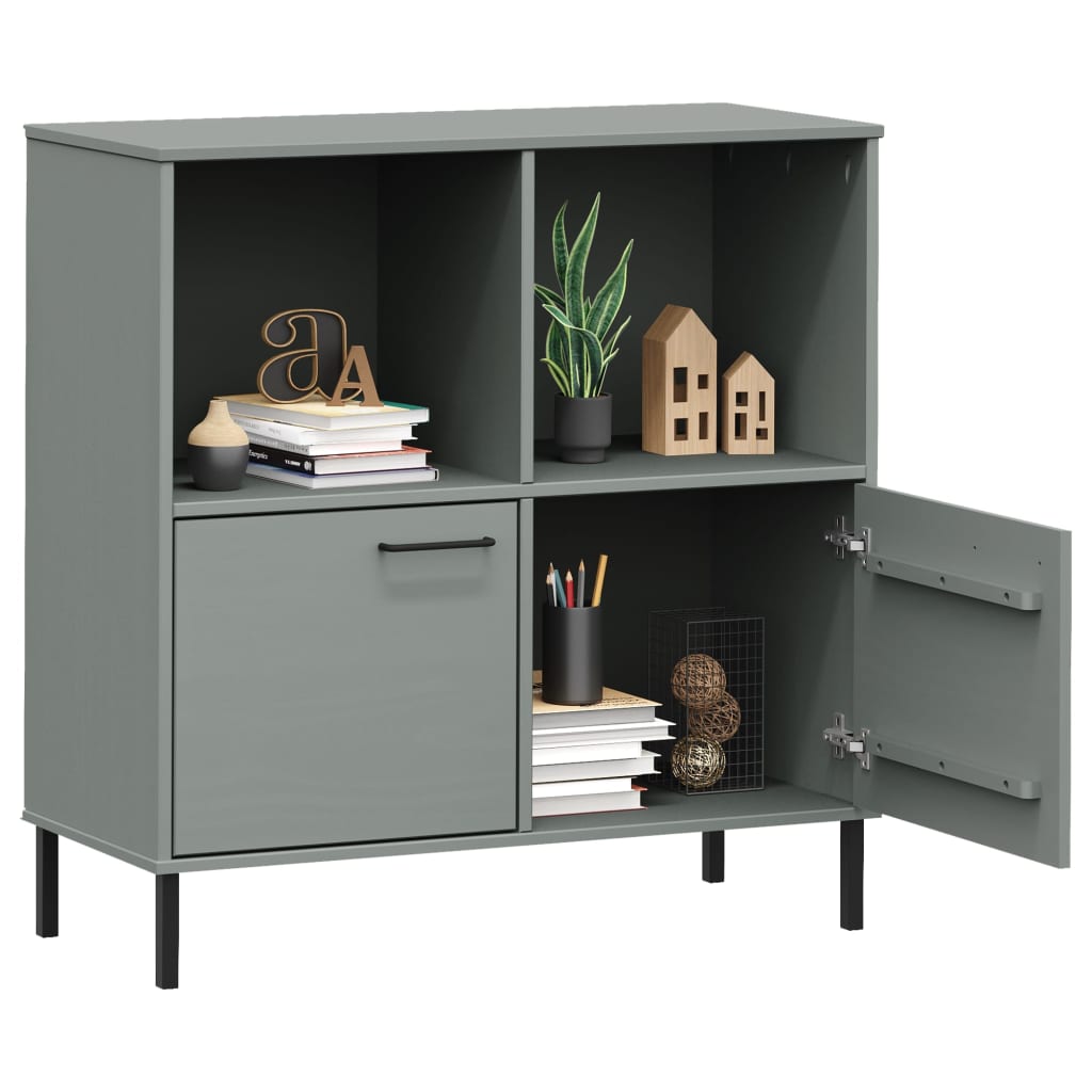 Boekenkast Met Metalen Poten Oslo 90X35X90,5 Cm Hout Grijs