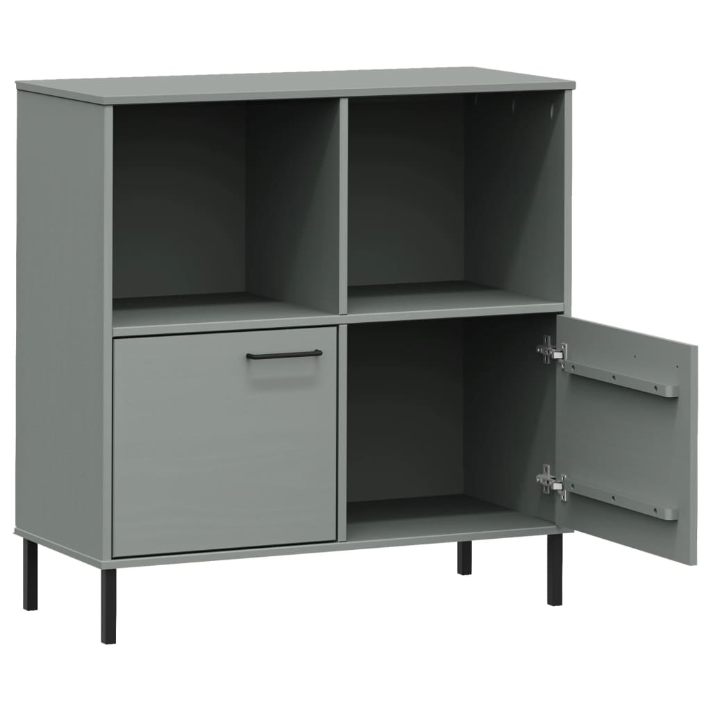 Boekenkast Met Metalen Poten Oslo 90X35X90,5 Cm Hout Grijs