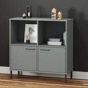 Boekenkast massief grenenhout 90x35x90,5 cm grijs