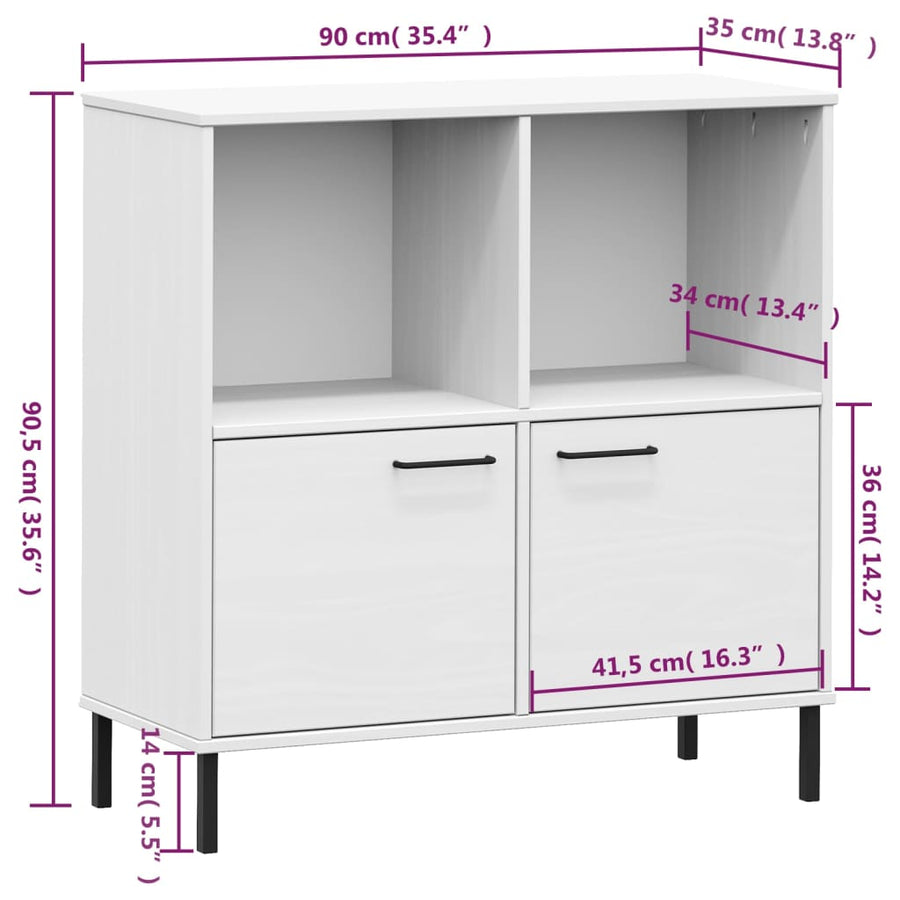 Boekenkast Met Metalen Poten Oslo 90X35X90,5 Cm Hout Wit