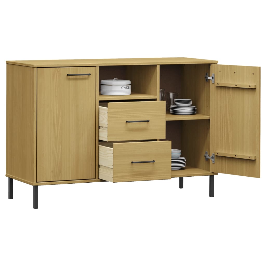 Dressoir Met Metalen Poten Oslo 113X40X77 Cm Grenenhout Bruin