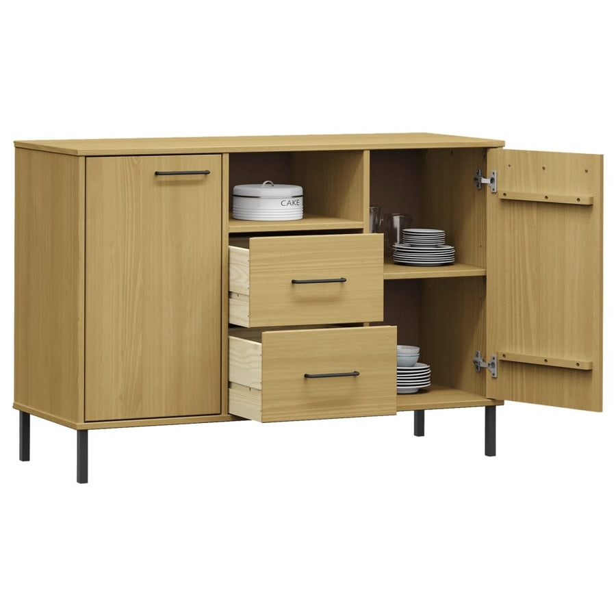 Dressoir Met Metalen Poten Oslo 113X40X77 Cm Grenenhout Bruin