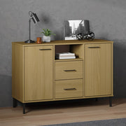 Dressoir grenenhout 113x40x77 cm bruin metalen poten