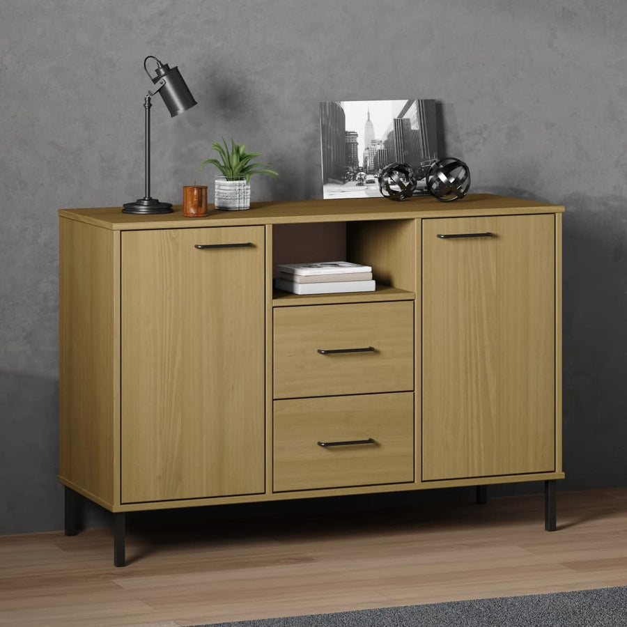 Dressoir Met Metalen Poten Oslo 113X40X77 Cm Grenenhout Bruin