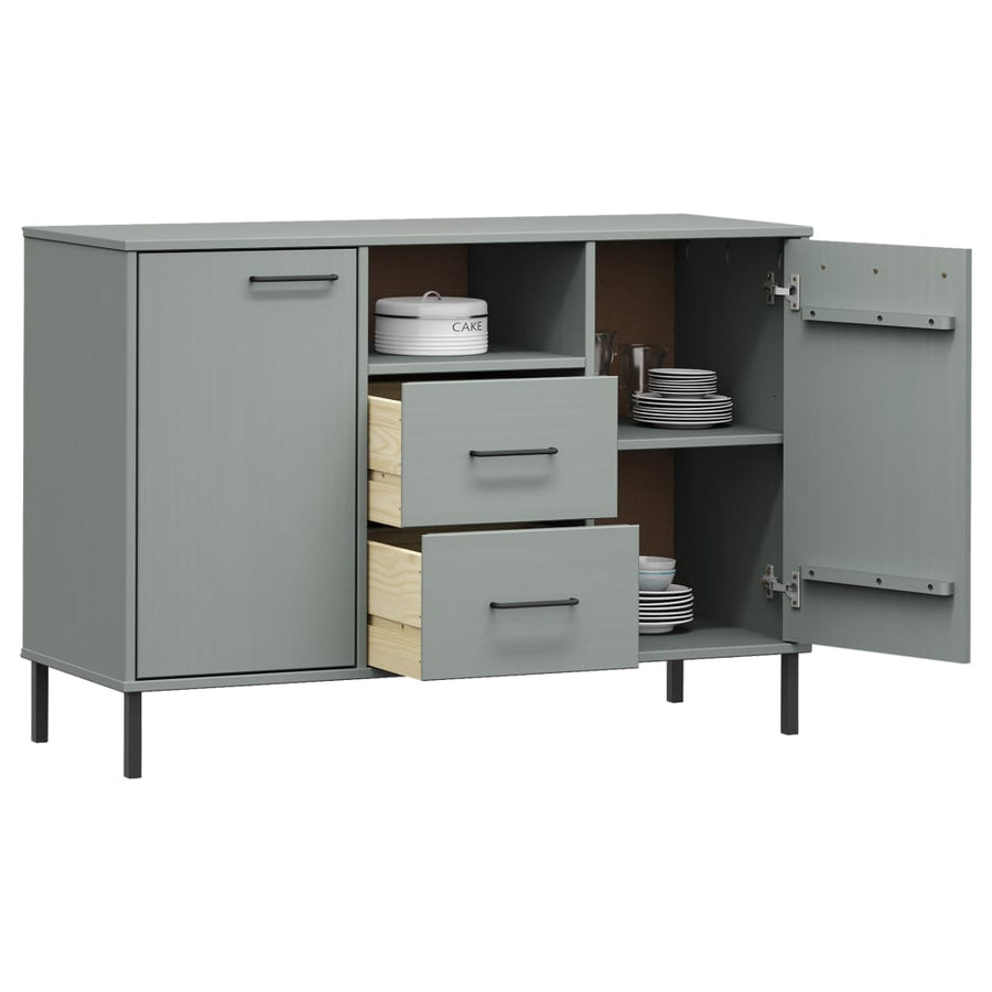 Dressoir Met Metalen Poten Oslo 113X40X77 Cm Grenenhout Grijs