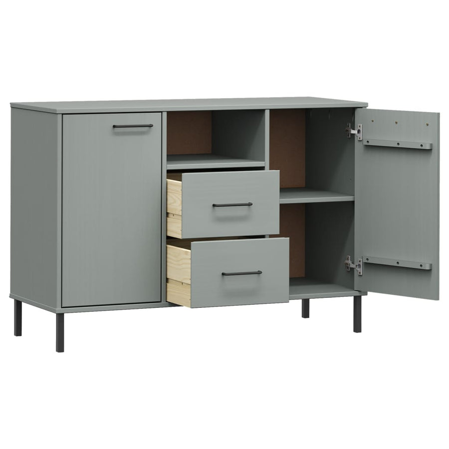 Dressoir Met Metalen Poten Oslo 113X40X77 Cm Grenenhout Grijs