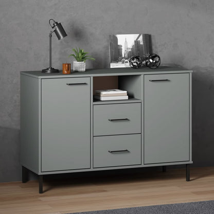 Dressoir Met Metalen Poten Oslo 113X40X77 Cm Grenenhout Grijs