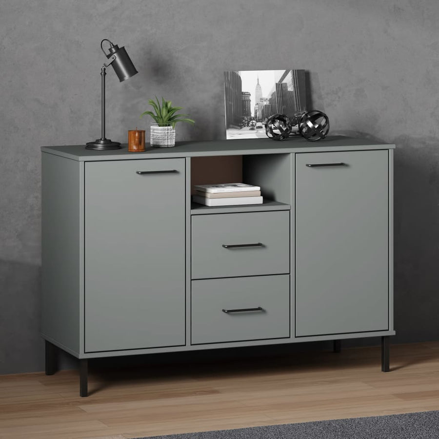 Dressoir Met Metalen Poten Oslo 113X40X77 Cm Grenenhout Grijs