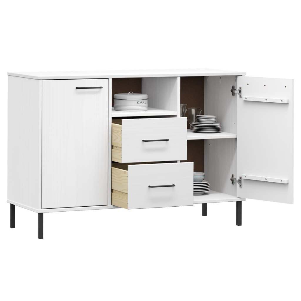 Dressoir Met Metalen Poten Oslo 113X40X77 Cm Grenenhout Wit