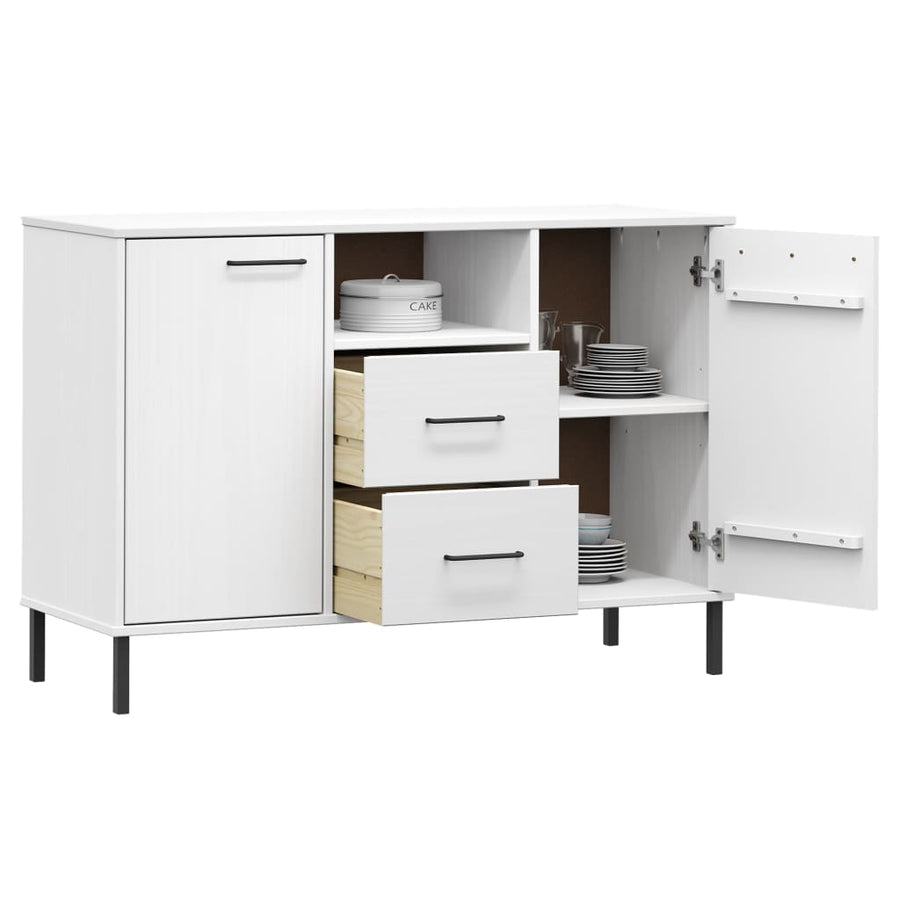 Dressoir Met Metalen Poten Oslo 113X40X77 Cm Grenenhout Wit
