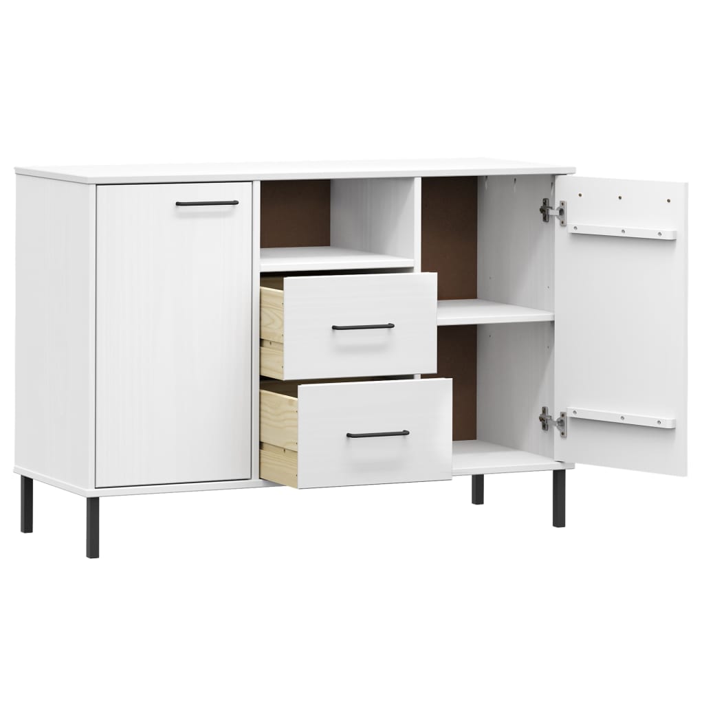 Dressoir Met Metalen Poten Oslo 113X40X77 Cm Grenenhout Wit