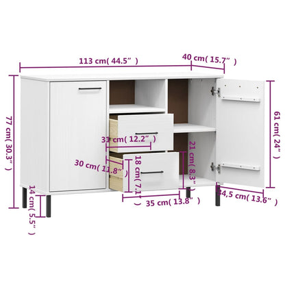 Dressoir Met Metalen Poten Oslo 113X40X77 Cm Grenenhout Wit