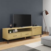 Tv-meubel massief grenenhout 158 cm bruin metalen poten