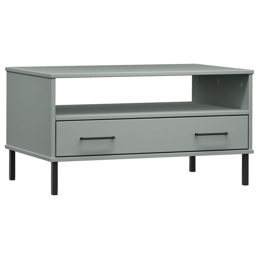 Salontafel Met Metalen Poten Oslo 85X50X45 Cm Hout Grijs