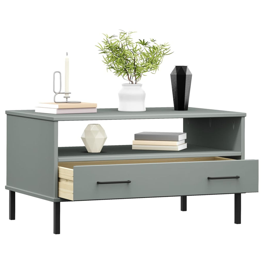 Salontafel Met Metalen Poten Oslo 85X50X45 Cm Hout Grijs