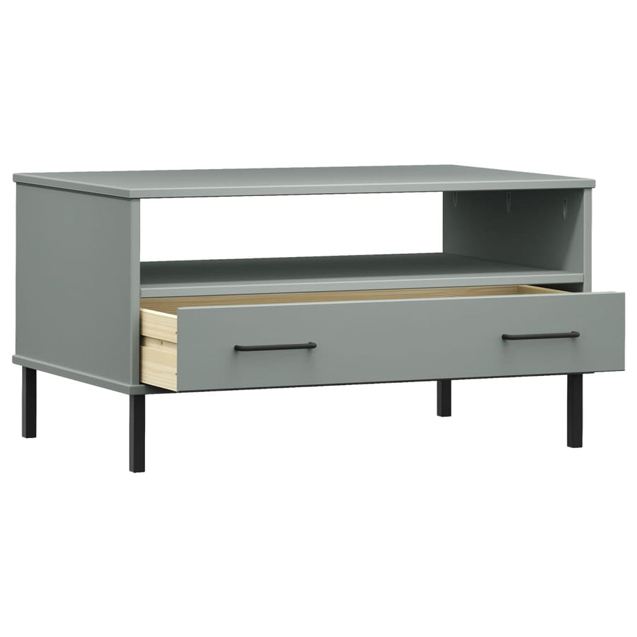 Salontafel Met Metalen Poten Oslo 85X50X45 Cm Hout Grijs