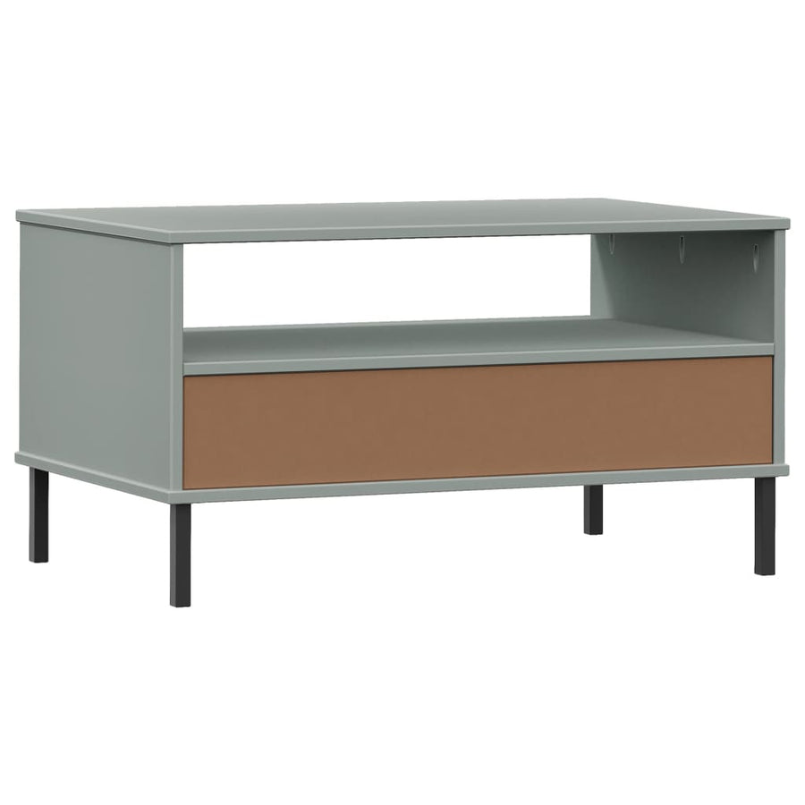 Salontafel Met Metalen Poten Oslo 85X50X45 Cm Hout Grijs