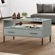 Salontafel 85x50x45 cm hout grijs metalen poten