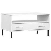 Salontafel Met Metalen Poten Oslo 85X50X45 Cm Masssief Hout Wit