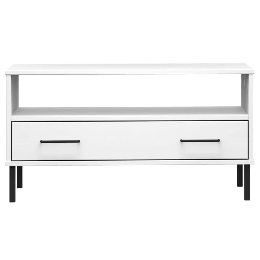 Salontafel Met Metalen Poten Oslo 85X50X45 Cm Masssief Hout Wit