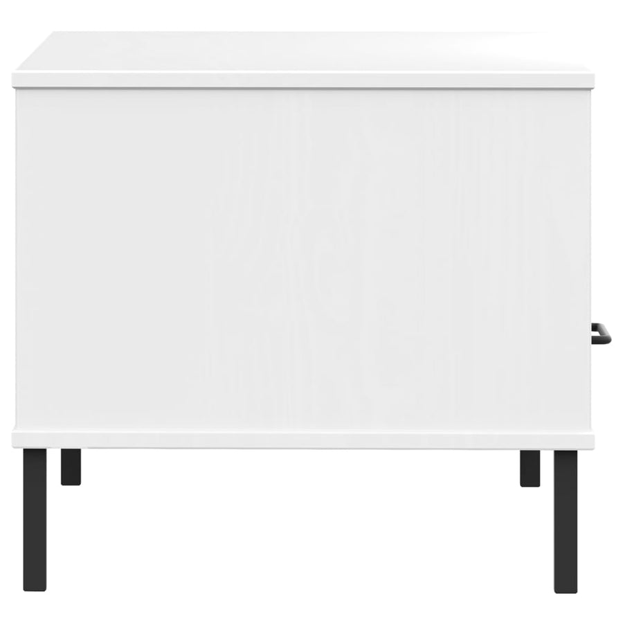 Salontafel Met Metalen Poten Oslo 85X50X45 Cm Masssief Hout Wit
