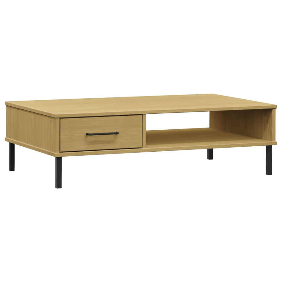 Salontafel Met Metalen Poten Oslo Massief Grenenhout Bruin