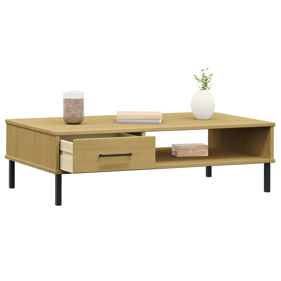 Salontafel Met Metalen Poten Oslo Massief Grenenhout Bruin
