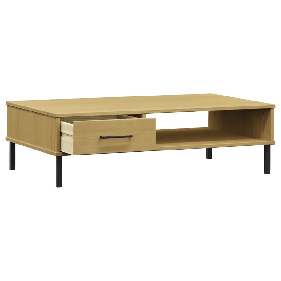 Salontafel Met Metalen Poten Oslo Massief Grenenhout Bruin
